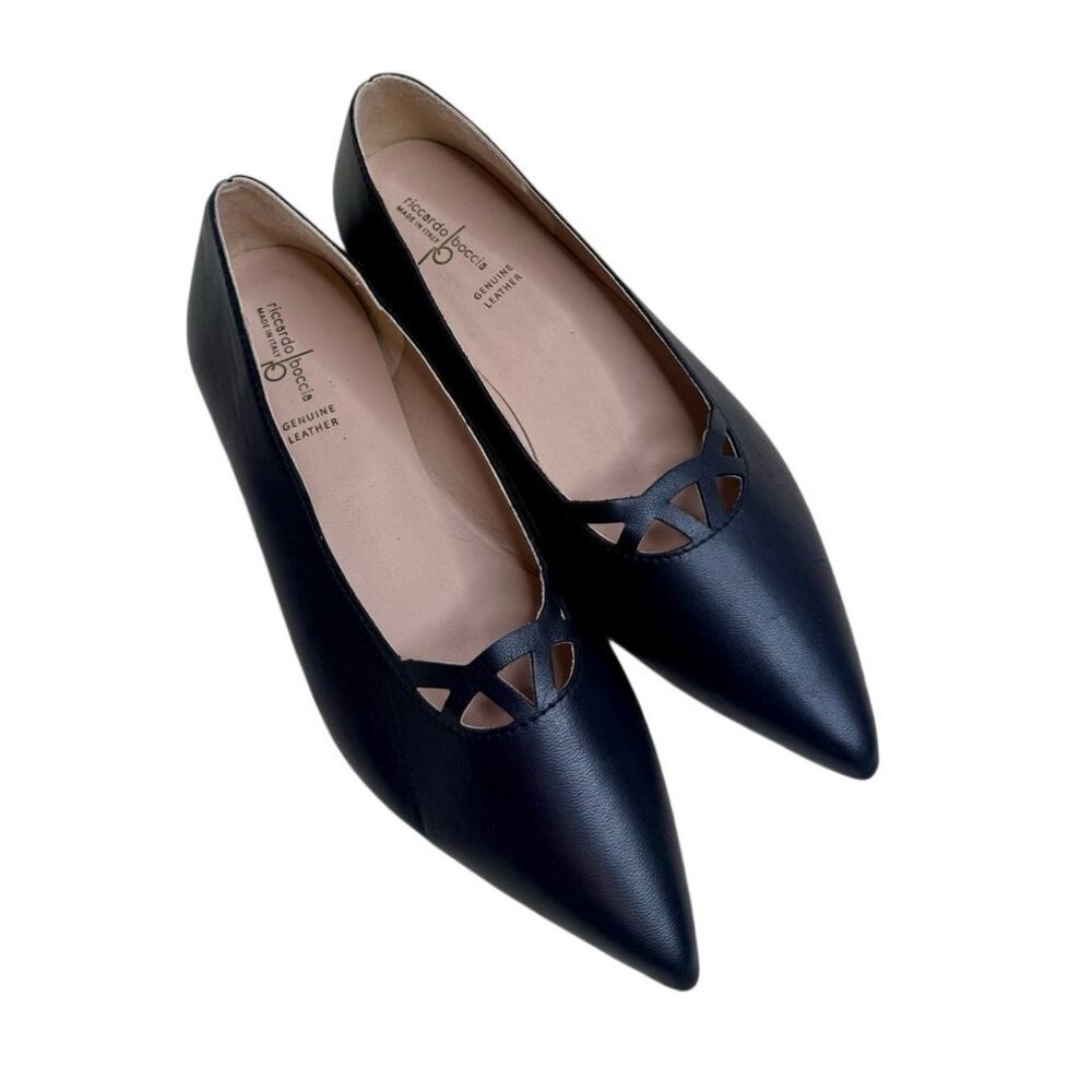 NEW RICCARDO BOCCIA Women's 40 Clodette Pointed Toe Ballet Flats Leather Shoes
